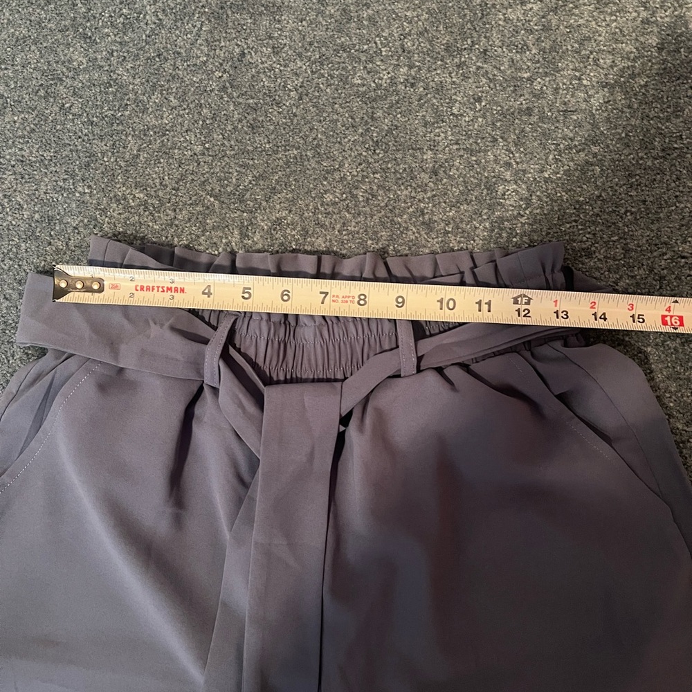 Blue women’s high waisted belted trouser pants - Picture 5 of 7